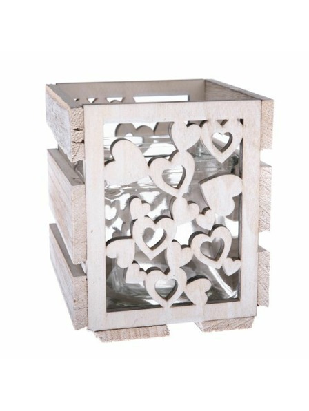 Casa de Engel Holz-Kerzenhalter mit Glas - Herz, 0/32