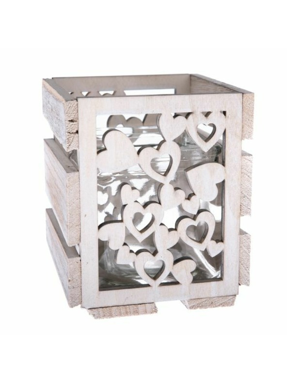 Casa de Engel Holz-Kerzenhalter mit Glas - Herz, 0/32