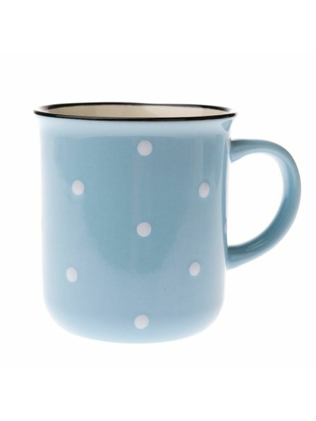 Casa de Engel Keramikbecher - hellblau mit Punkten, 350ml, 6/36