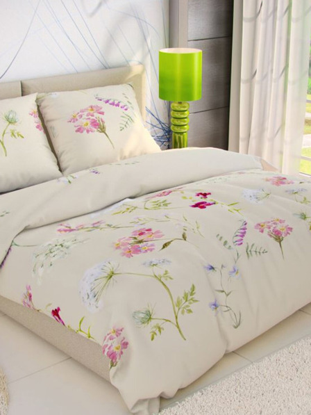 Kvalitex Französische Baumwollbettwäsche DELUX 240x200, 70x90cm BOTANICA creme
