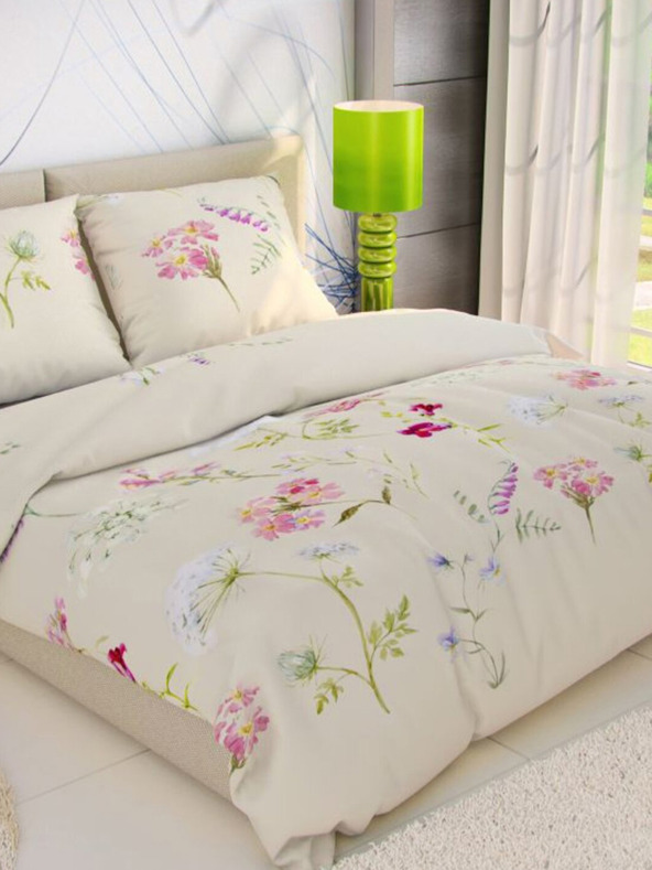 Kvalitex Französische Baumwollbettwäsche DELUX 240x200, 70x90cm BOTANICA creme