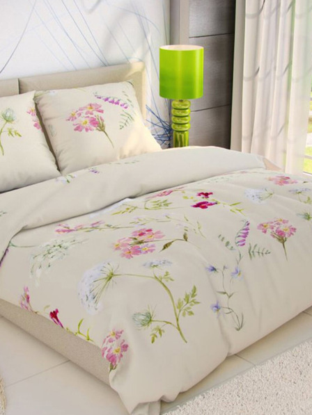 Kvalitex Französische Baumwollbettwäsche DELUX 200x200, 70x90cm BOTANICA creme