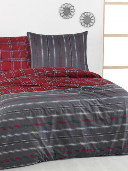 Kvalitex Klassische Baumwollbettwäsche DELUX 140x200, 70x90cm CAMPUS grau