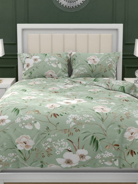 Kvalitex Französische Baumwollbettwäsche DELUX 200x200, 70x90cm MAGNOLIA grün