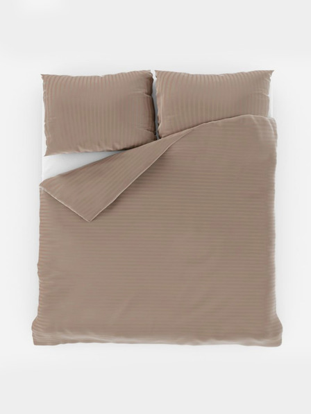 Kvalitex Französisches Satin-Verlängertes Bettwäsche-Set mit Streifen 1+2, 240x220, 70x90cm BEIGE
