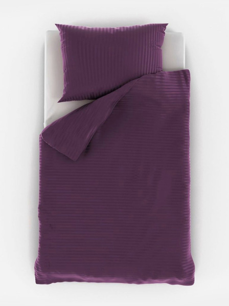 Kvalitex Französische Satin-Bettwäsche mit Streifen 1+2, 220x200, 70x90cm PURPLE