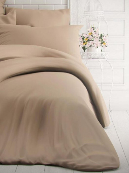 Kvalitex Einfarbiges Baumwoll-Bettwäsche-Set 140x200, 70x90cm beige Kvalitex