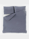 Kvalitex Französisches Satin-Spannbetttuch mit Streifen 1+2, 240x220, 70x90cm DARK GREY