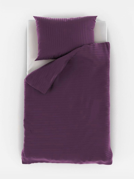 Kvalitex Französische Satin-Bettwäsche mit Streifen 1+2, 200x200, 70x90cm PURPLE