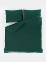 Kvalitex Französische Satin-Bettwäsche mit Streifen 1+2, 240x200, 70x90cm DARK GREEN