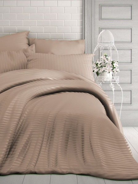 Kvalitex Satin-Bettwäsche mit Streifen 140x200, 70x90cm beige Kvalitex