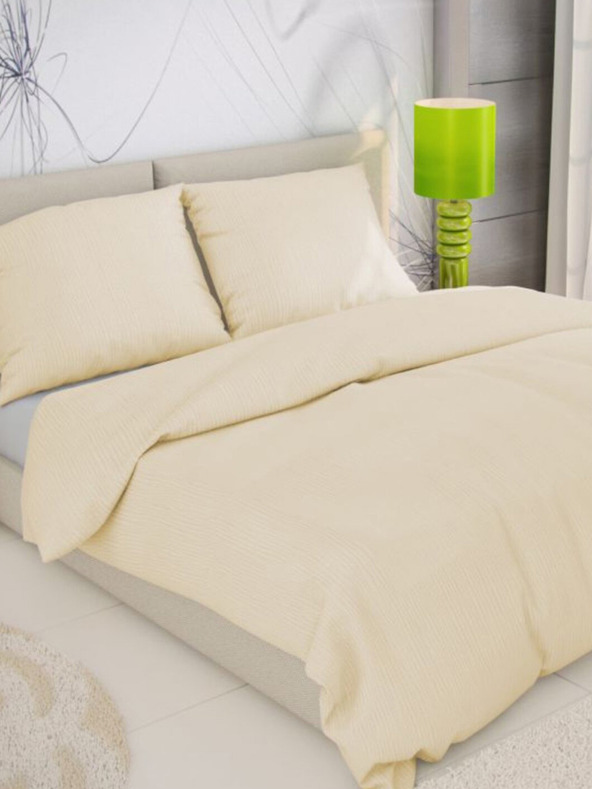 Kvalitex Klassisches Creppe-Bettwäsche-Set 140x200, 70x90cm Cremeweiß Qualitex
