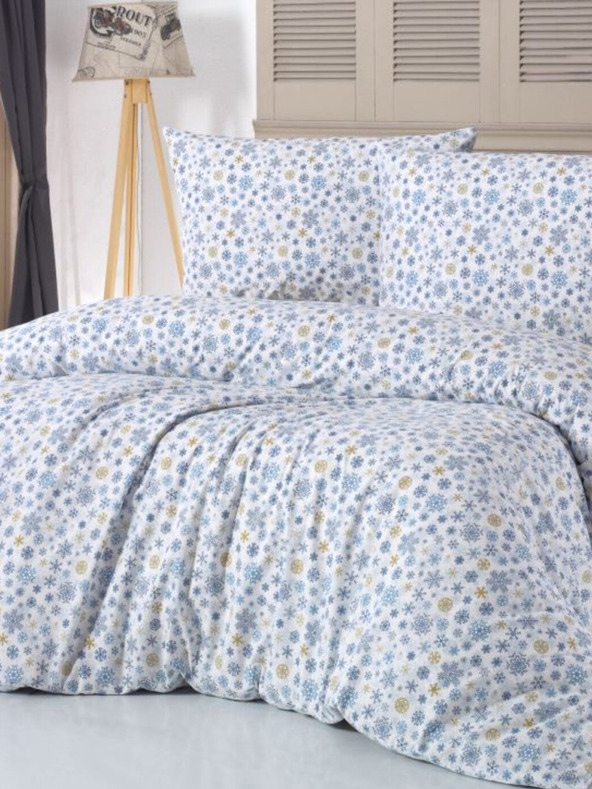 Kvalitex Weihnachtsbettwäsche 140x200, 70x90cm FLOATS blau und beige