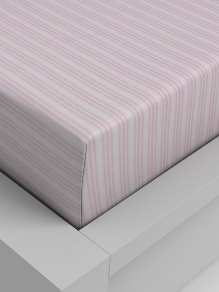 Kvalitex Spannbetttuch aus Baumwolle 200x200cm rosa gestreift Kvalitex
