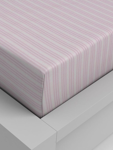 Kvalitex Baumwoll-Spannbettlaken 100x200cm rosa gestreift Kvalitex