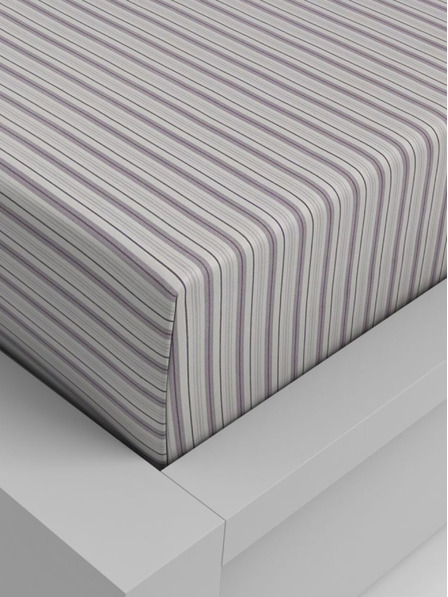 Kvalitex Baumwollspannbetttuch 90x200cm lila gestreift Kvalitex