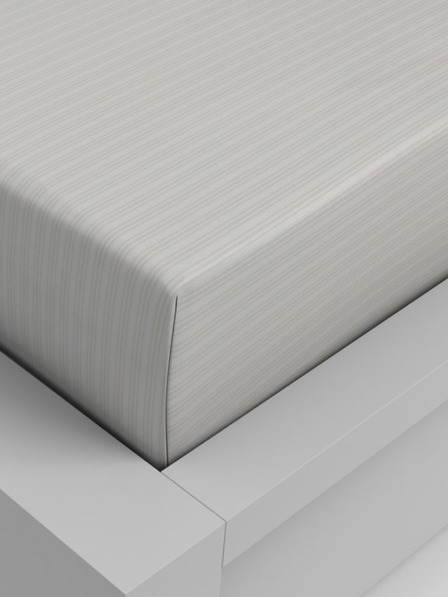Kvalitex Baumwoll-Spannbettlaken 140x200cm beige gestreift Kvalitex