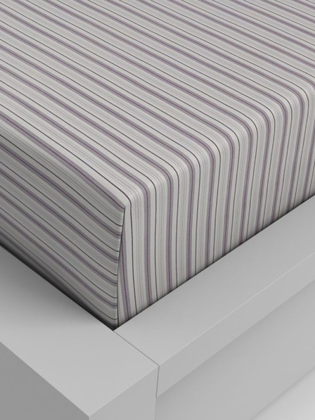 Kvalitex Baumwollspannbetttuch 120x200cm lila gestreift Kvalitex