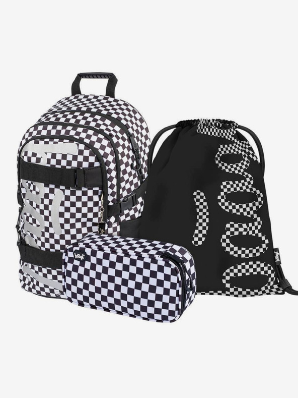 BAAGL  Schwarzes 3er Set skate ska: Rucksack, Mäppchen, Tasche Baagl