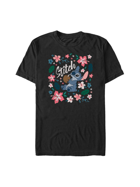 ZOOT.Fan Schwarzes T-Shirt Disney TROPICAL STITCH