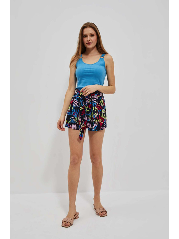 Moodo Dunkelblaue gemusterte Damen-Shorts Moodo