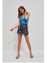 Moodo Dunkelblaue gemusterte Damen-Shorts Moodo