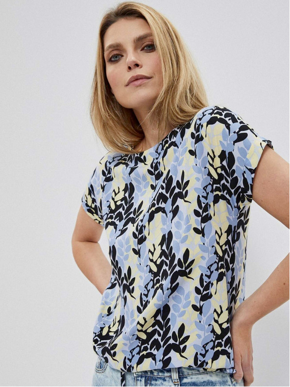Moodo Blaue gemusterte Damenbluse Moodo