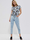 Moodo Blaue gemusterte Damenbluse Moodo