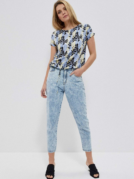 Moodo Blaue gemusterte Damenbluse Moodo