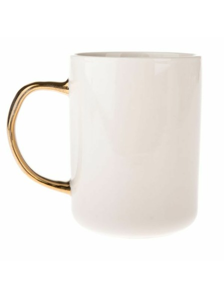 Casa de Engel Porzellanbecher mit goldenem Henkel, 425ml, 12/36