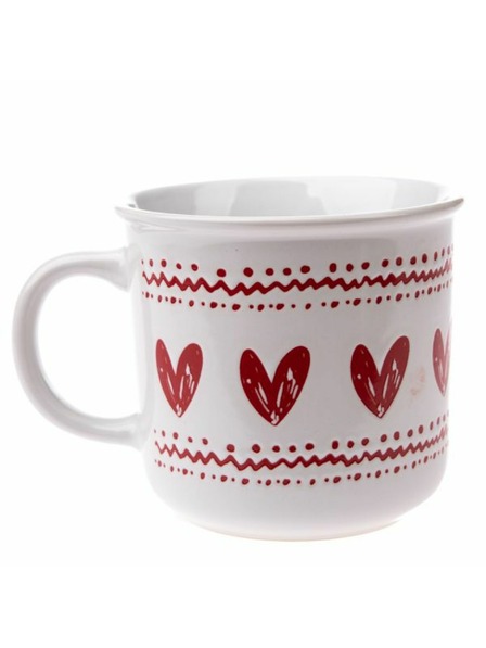 Casa de Engel Keramischer Becher mit Herzen, weiß, 450ml, 6/36