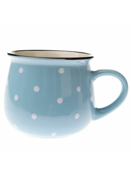 Casa de Engel Keramischer Becher - hellblau mit Punkten, 770ml, 6/24