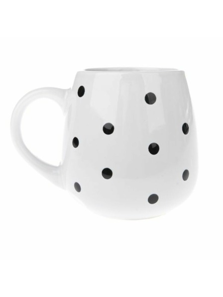 Casa de Engel Keramische Tasse, weiß mit schwarzen Punkten, 520ml, 12/36