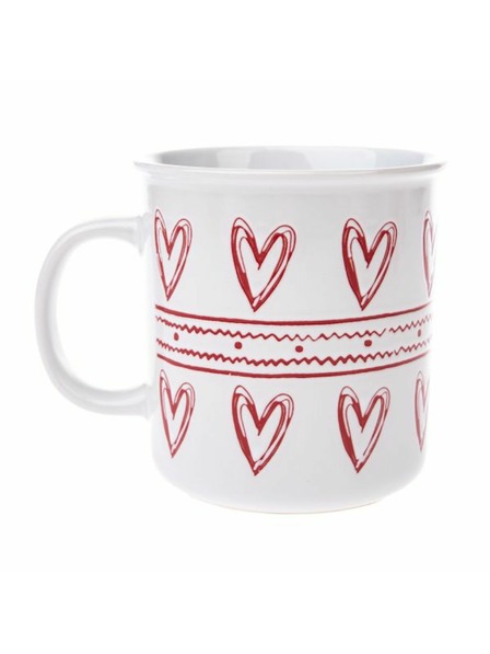 Casa de Engel Keramische Tasse mit Herzen, weiß, 710ml, 6/24