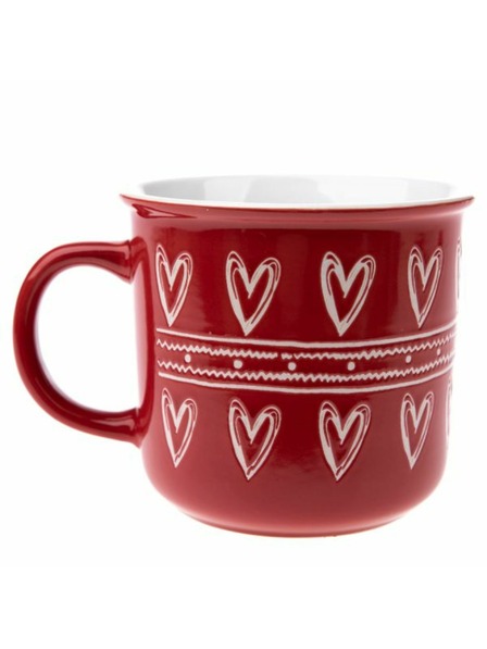 Casa de Engel Keramische Tasse mit Herzen, rot, 450ml, 6/36