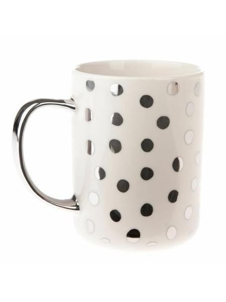 Casa de Engel Porzellan-Tasse mit silbernem Henkel, 425ml, 12/36