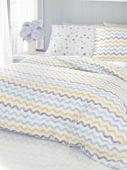Kvalitex Französische Baumwollbettwäsche Delux 220x200, 70x90cm Duo blau Kvalitex