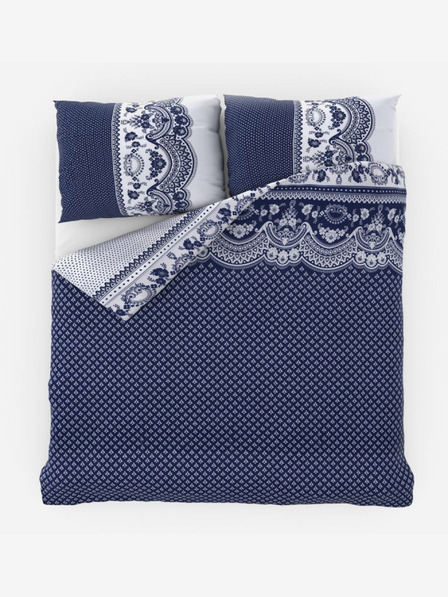 Kvalitex Verlängerte Baumwollbettwäsche Standard Canzone blau 140x220, 70x90cm Kvalitex