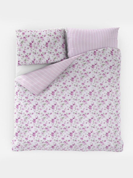 Kvalitex Französische erweiterte Baumwollbettwäsche PROVENCE COLLECTION 240x220, 70x90cm VIENTO rosa