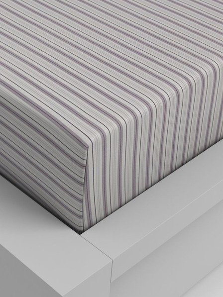 Kvalitex Baumwoll-Spannbettlaken 160x200cm lila gestreift Kvalitex