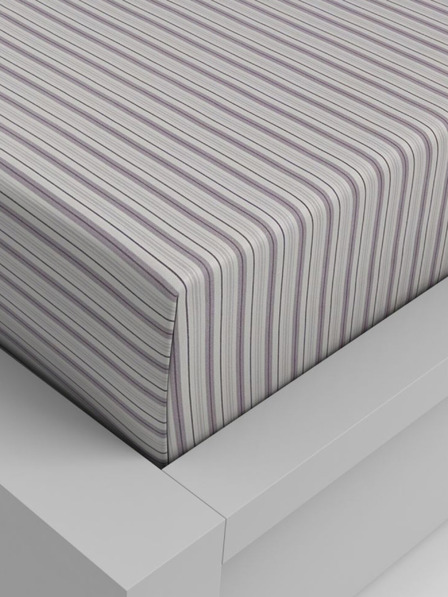 Kvalitex Baumwollspannbetttuch 180x200cm lila gestreift Kvalitex