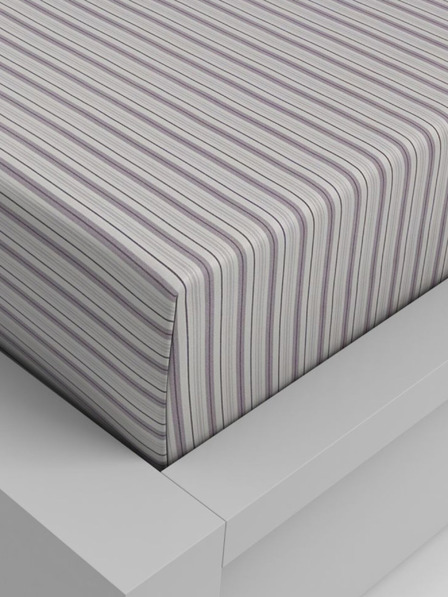 Kvalitex Baumwoll-Spannbettlaken 100x200cm lila gestreift Kvalitex
