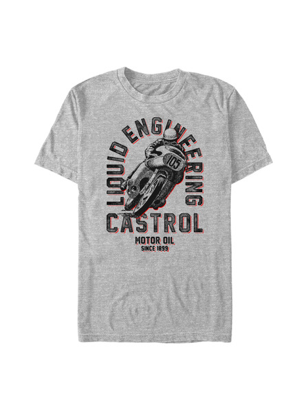 ZOOT.Fan Meliertes graues T-Shirt Castrol Retro Motorbike
