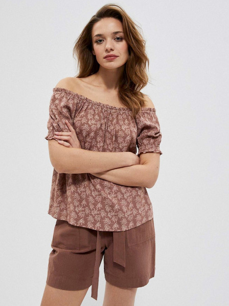 Moodo Braune Damenbluse mit Blumenmuster Moodo