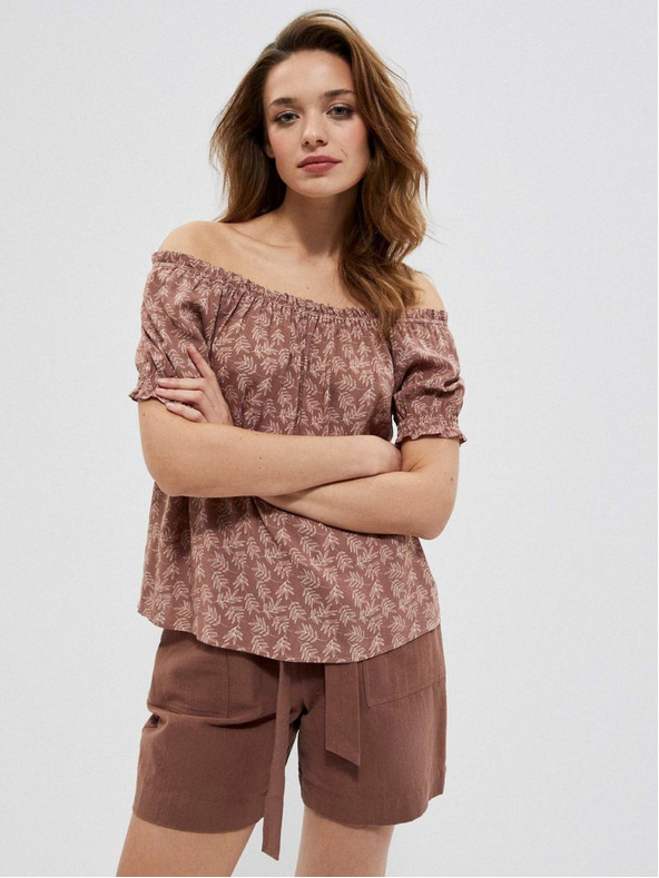 Moodo Braune Damenbluse mit Blumenmuster Moodo