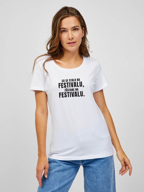 ZOOT.Original Weißes Frauen ZOOT.Original T-Shirt Was auf dem Festival passiert, bleibt auf dem Festival