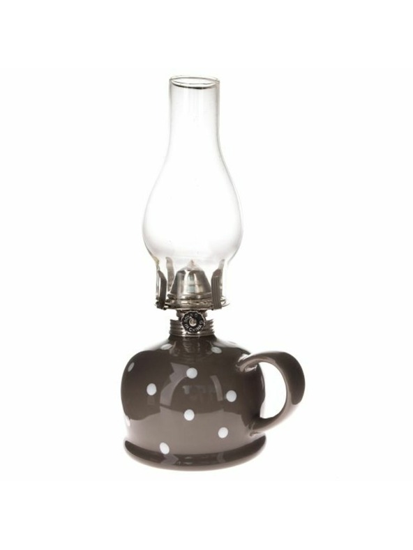 Casa de Engel Keramische Kerosinlampe - grau mit weißen Punkten, 0/9