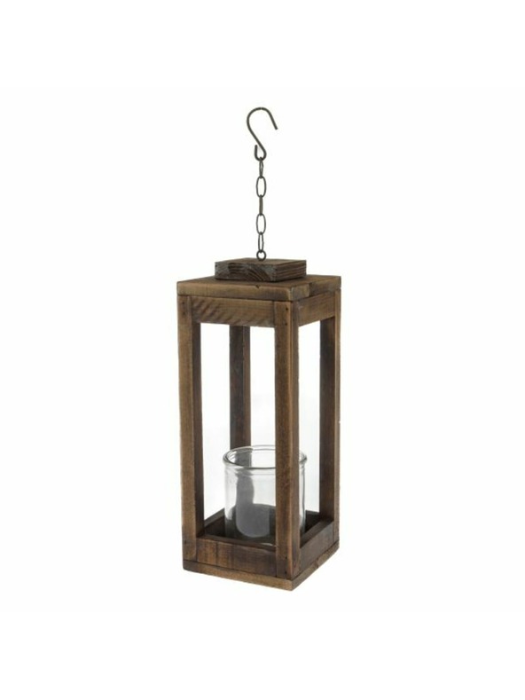 Casa de Engel Holzkerzenhalter mit Glas, natur, 0/8