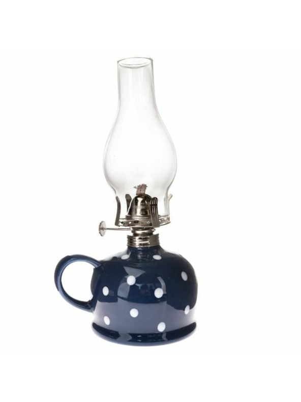 Casa de Engel Keramische Kerosinlampe - blau mit weißen Punkten, 0/9