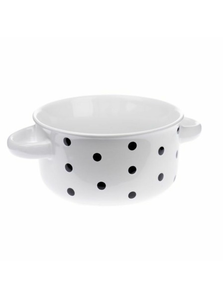 Casa de Engel Keramische Schüssel, weiß mit schwarzen Punkten, 560ml, 6/24